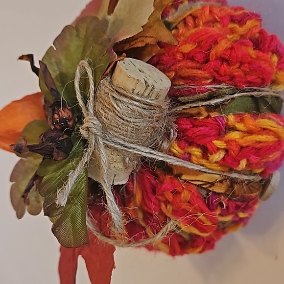 Hand Crafted crochet farmhouse fall decor harvest faux pumpkins upcycled holiday - Picture 15 of 16